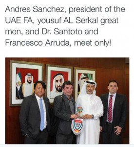 Da esq. para a dir.: o empresário Francesco Arruda, Andres Sanchez, Yousuf Al Serkal e Luiz Felipe Santoro